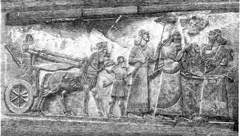 Assur-Nasirpal konferiert mit einem seiner Offiziere