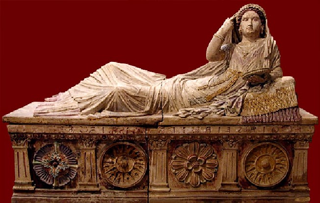 Portraitstatue der Tanaquil auf ihrem Sarkophag