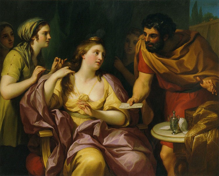 Semiramis wird vom Aufstand in Babylon benachrichtigt. A.R.Mengs, 18.Jhdt., im Neuen Schloss, Bayreuth.