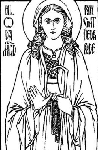 Moderne russische Ikone der Heiligen Oda aus dem Kloster des Patriarchats in Diksmuide, Belgien