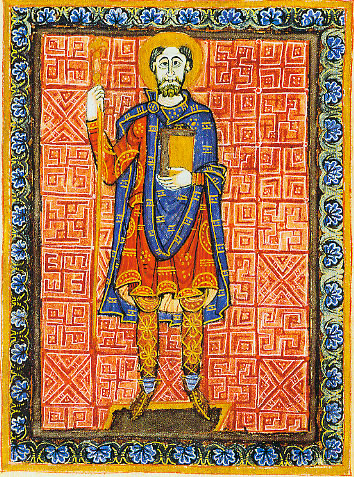 Herzog Heinrich der Zänker als Stifter des Werkes im Regelbuch von Niedermünster in Regensburg