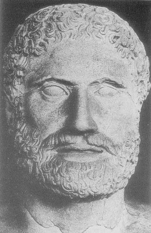 Büste des ersten Consuls Lucius Junius Brutus aus der Villa Albani in Rom. Da sie erst ca. 200 Jahre nach seinem Tod entstanden ist, handelt es sich um kein Portrait, sondern um ein Idealbild eines aufrechten römischen Consuls